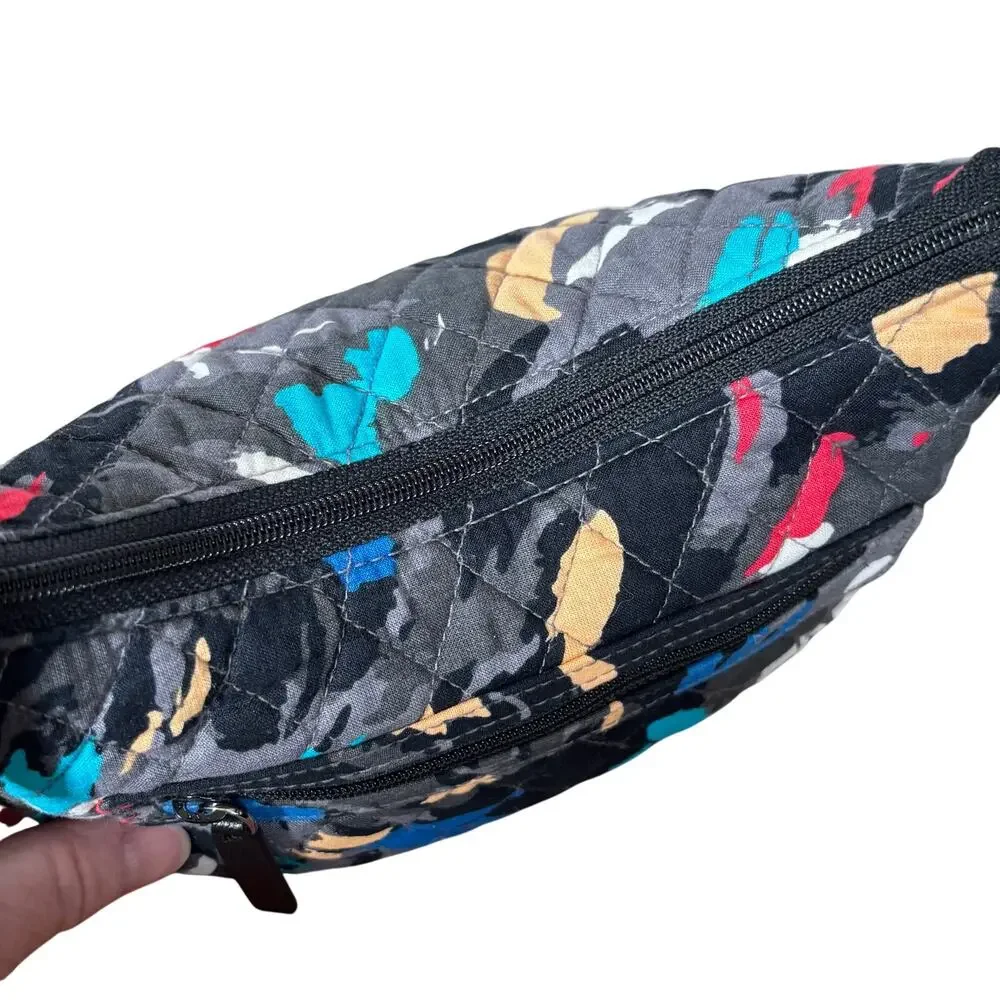 Vera Bradley quilted shoulder crossbody bag purse black gray quilted cotton